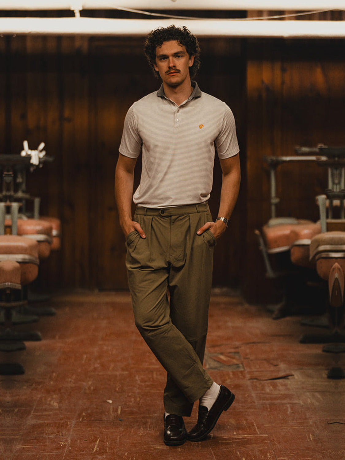 Public Athlete Striped Polo (Storm/White)