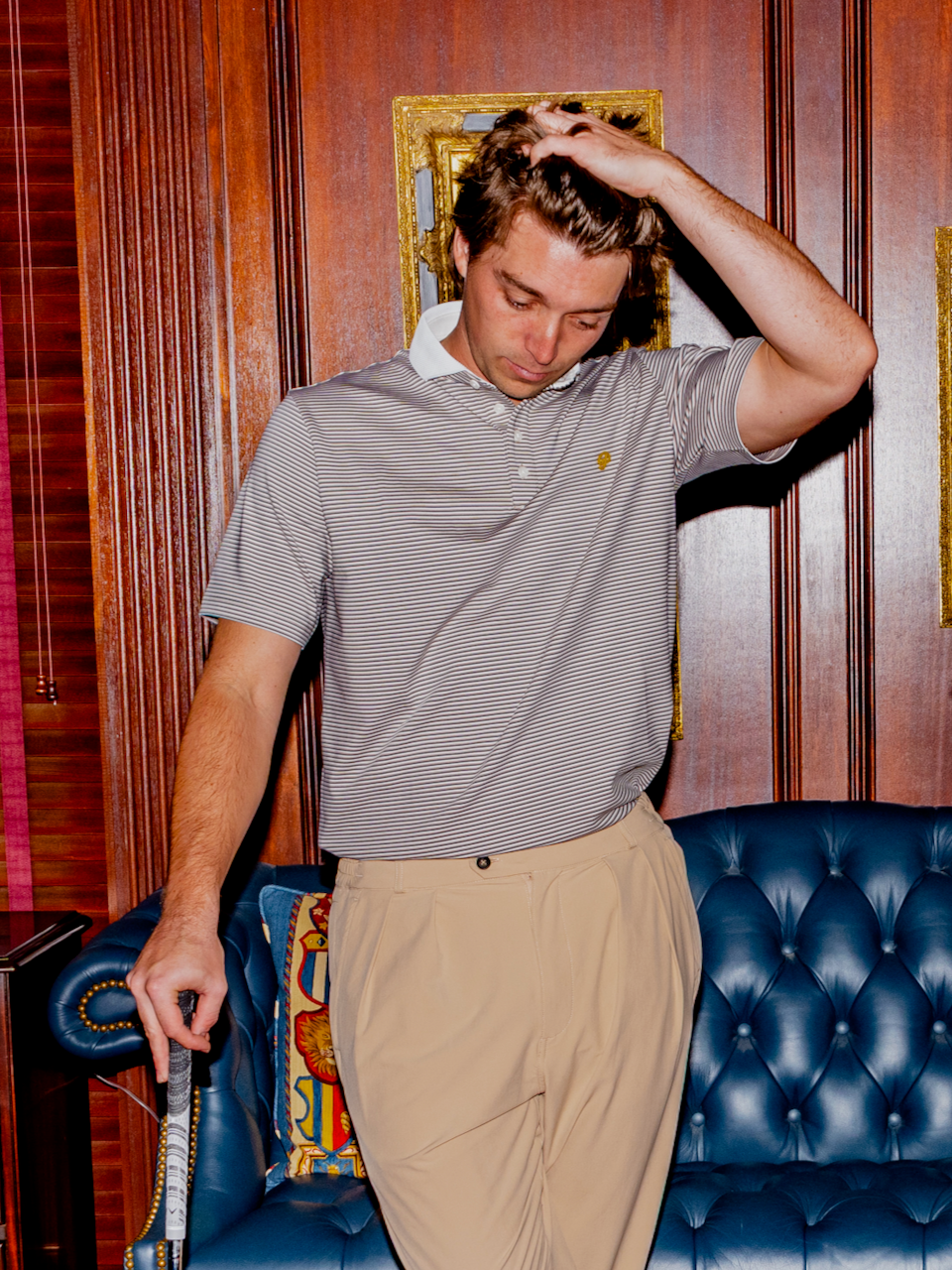 Public Athlete Striped Polo (Navy/Cream)