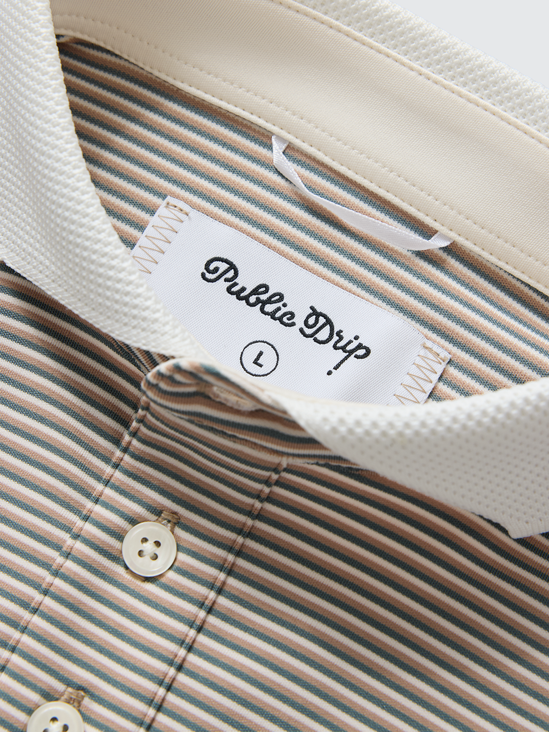 Public Athlete Striped Polo (Affogato/Cream)
