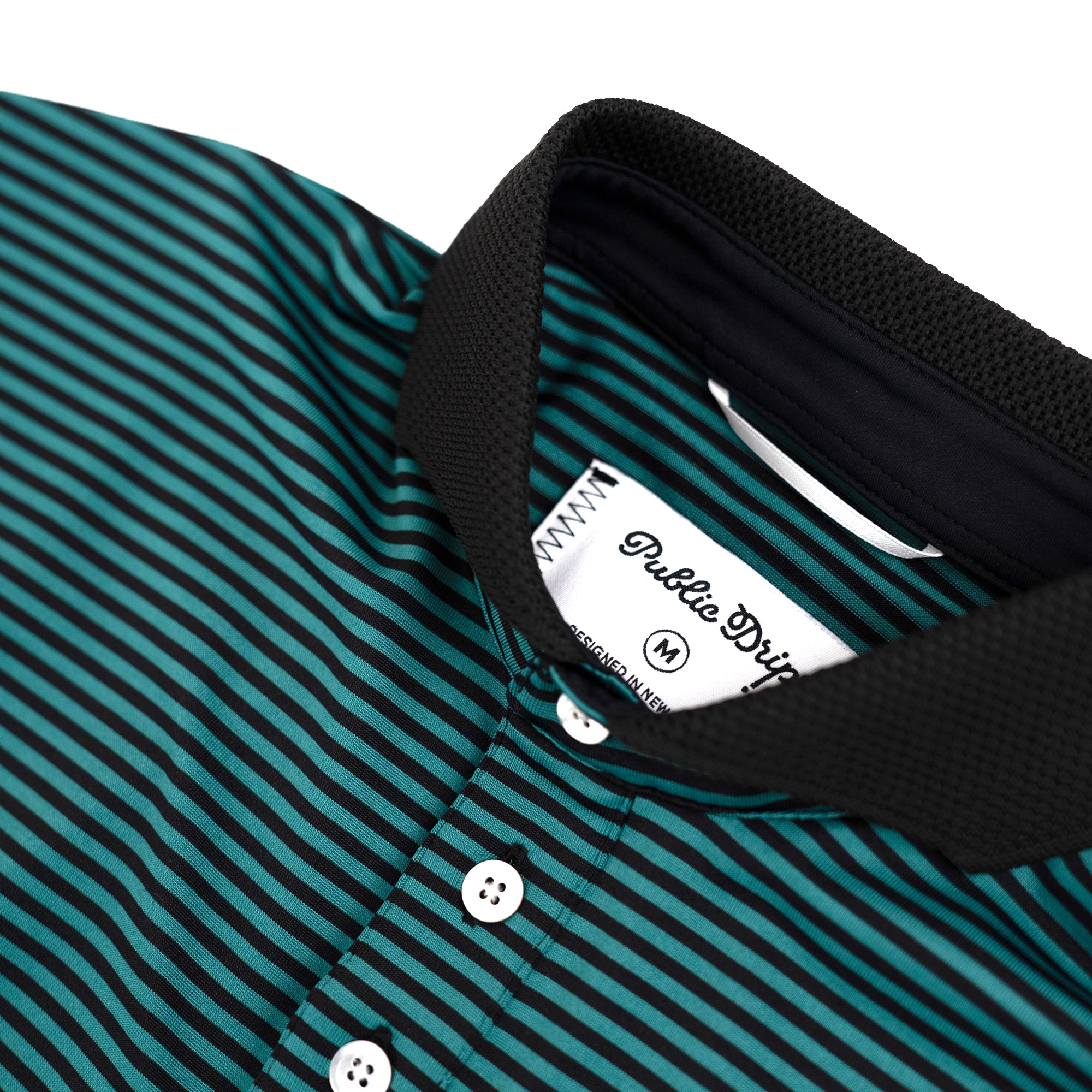 Public Athlete Striped Polo (Green/Black)