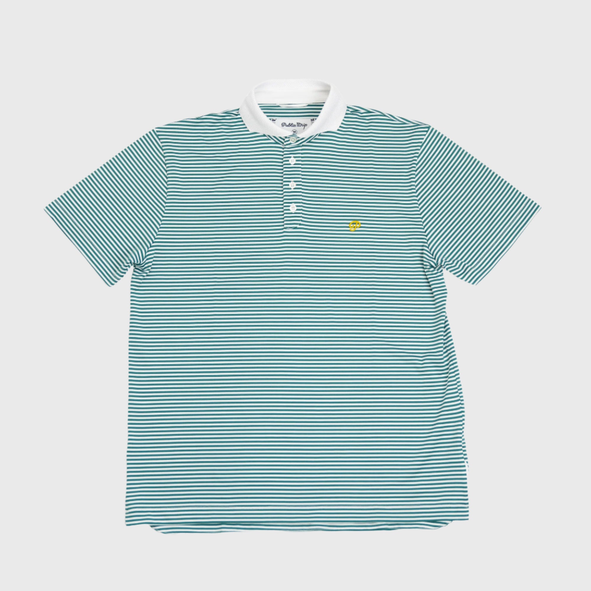 Public Athlete Striped Polo (Green/White)