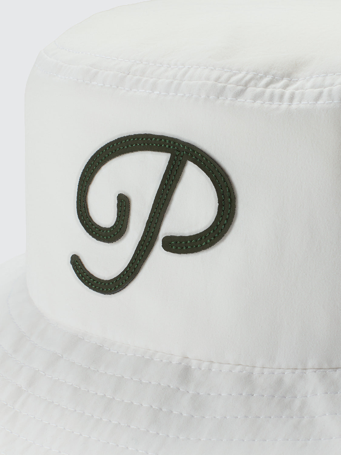 "P" Script Nylon Bucket Hat (White)