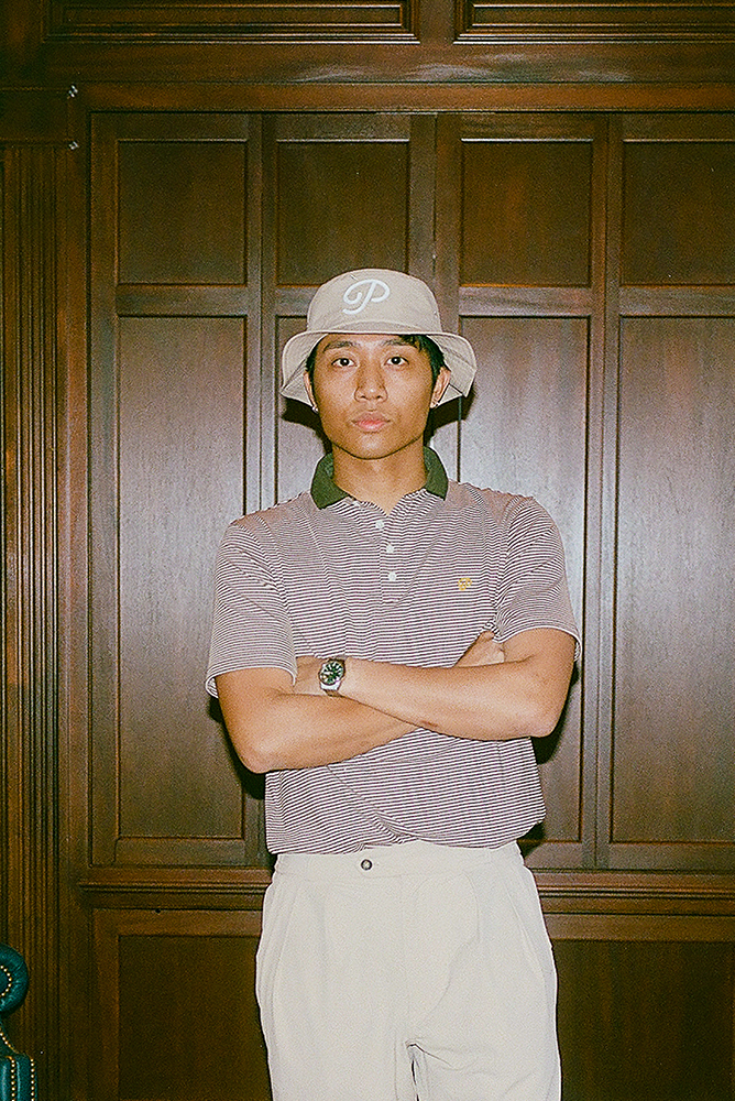 "P" Script Nylon Bucket Hat (Sand)