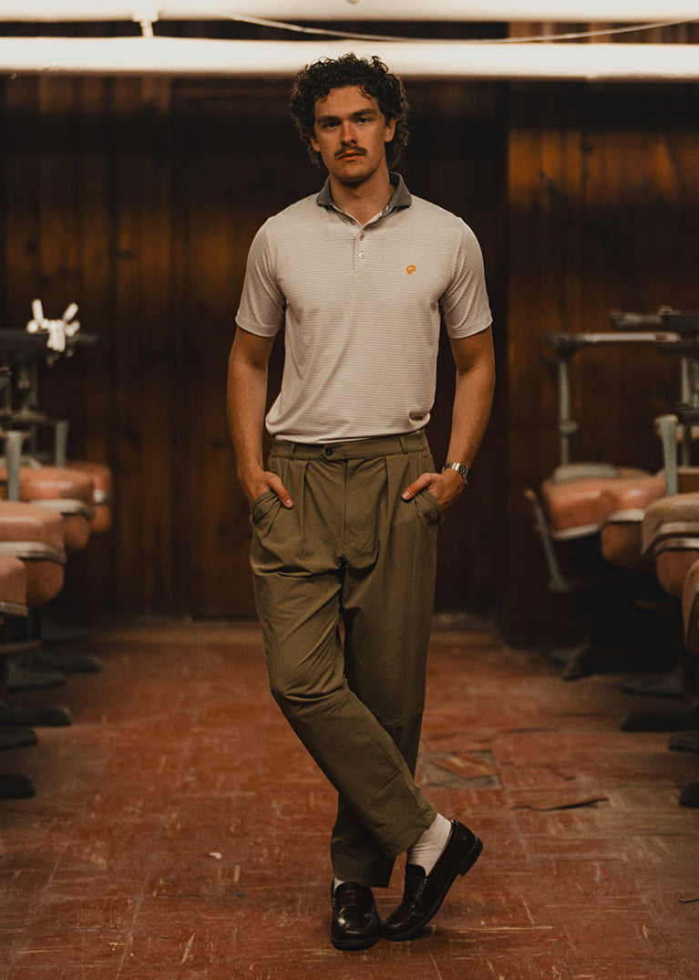 Public Athlete Striped Polo (Storm/White)
