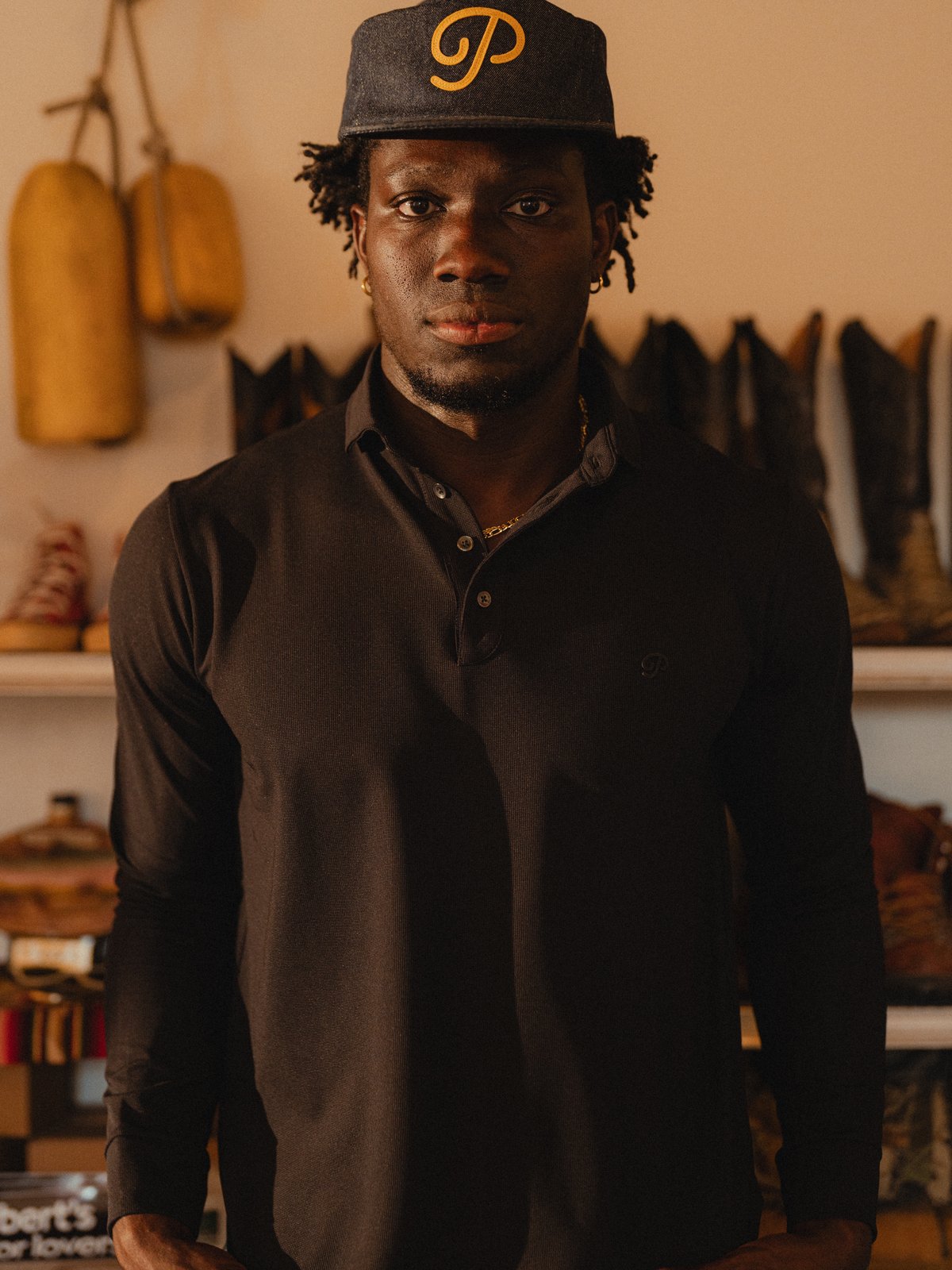 Triborough Waffle Knit Polo (Black)