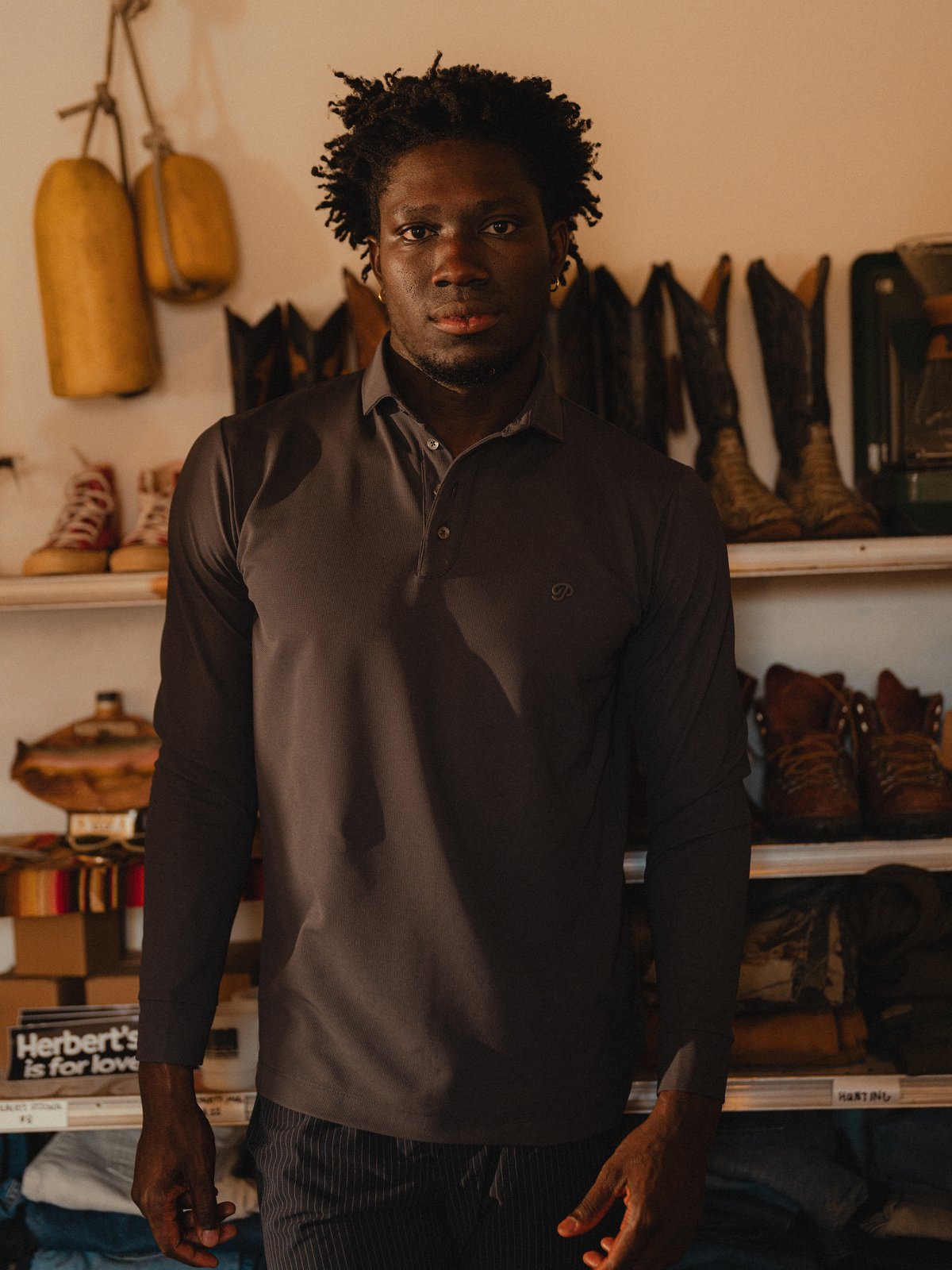 Triborough Waffle Knit Polo (Dark Slate)