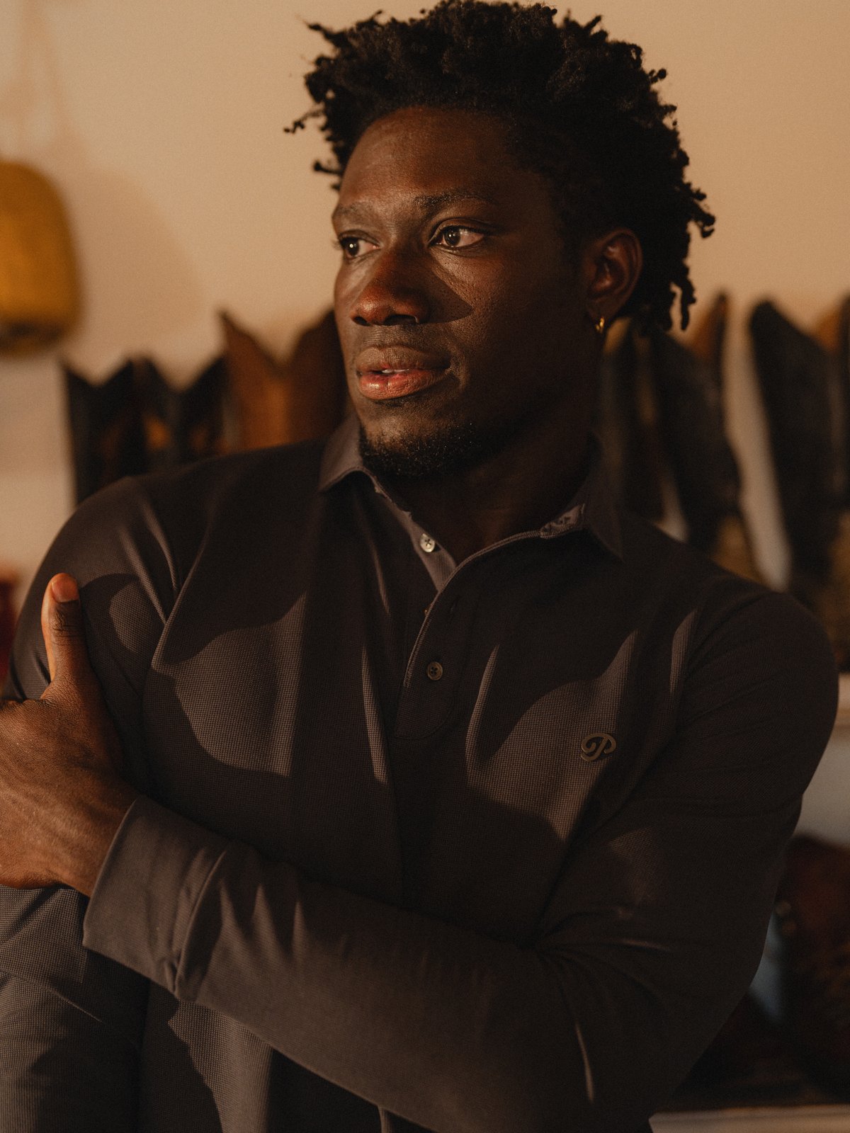 Triborough Waffle Knit Polo (Dark Slate)