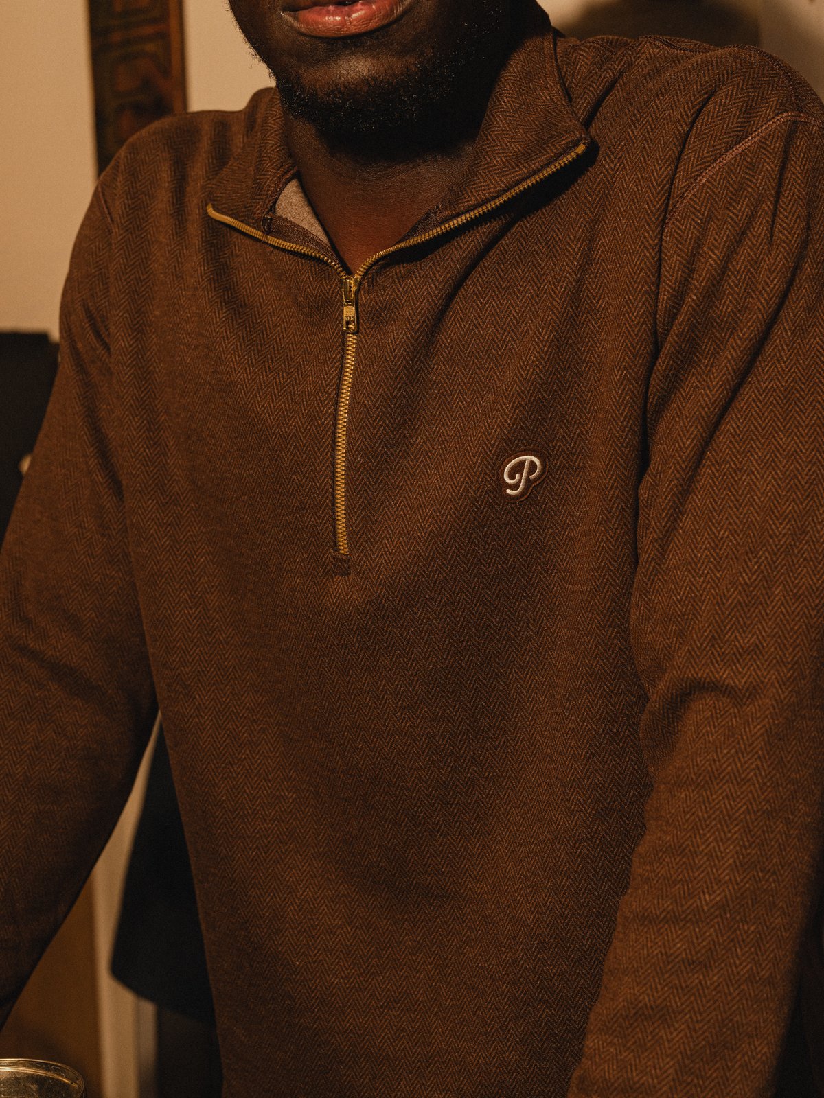 The Herringbone Half Zip (Coffee)