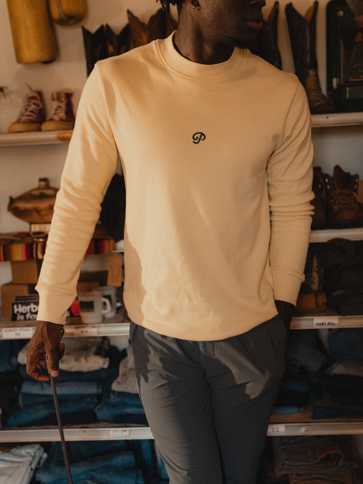 Public Athlete Long Sleeve Mock (Cream)