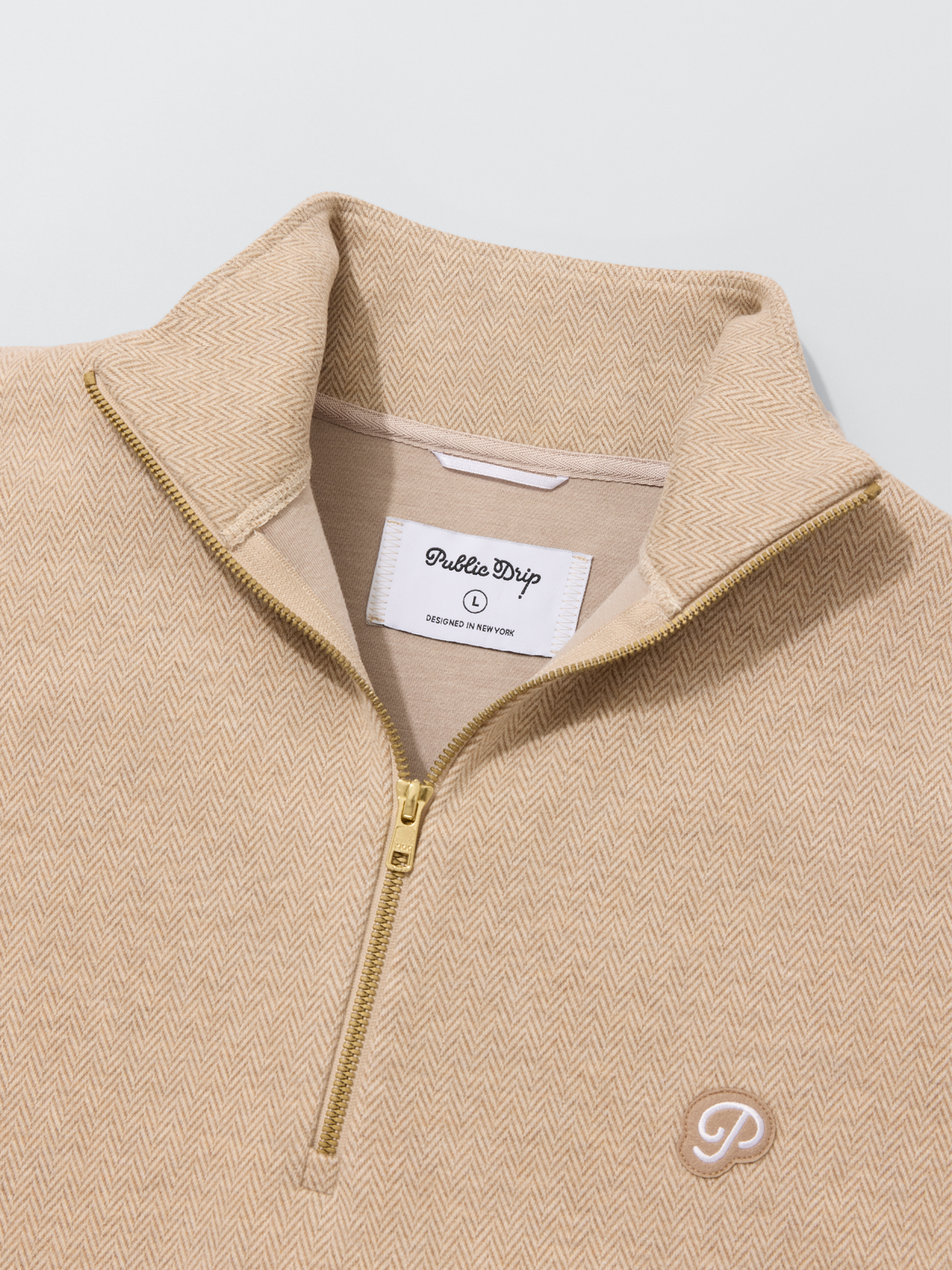 The Herringbone Half Zip (Cream)