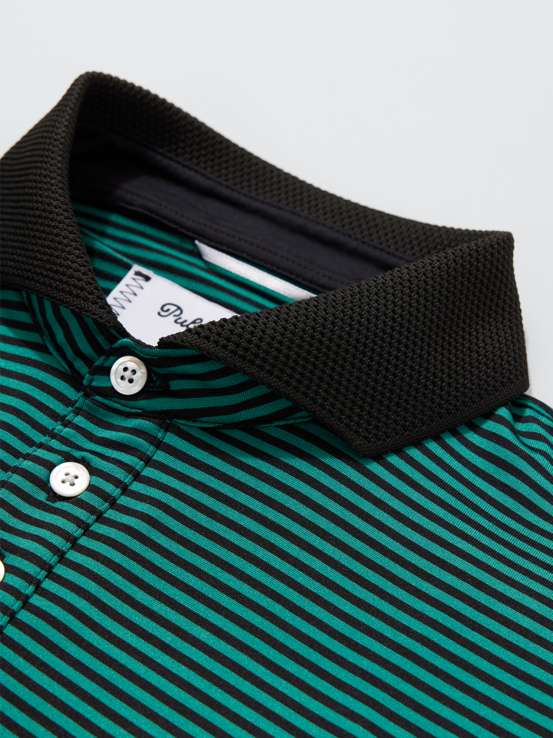 Public Athlete Striped Polo (Green/Black)