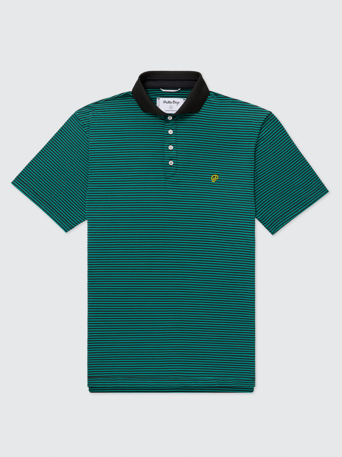 Public Athlete Striped Polo (Green/Black)