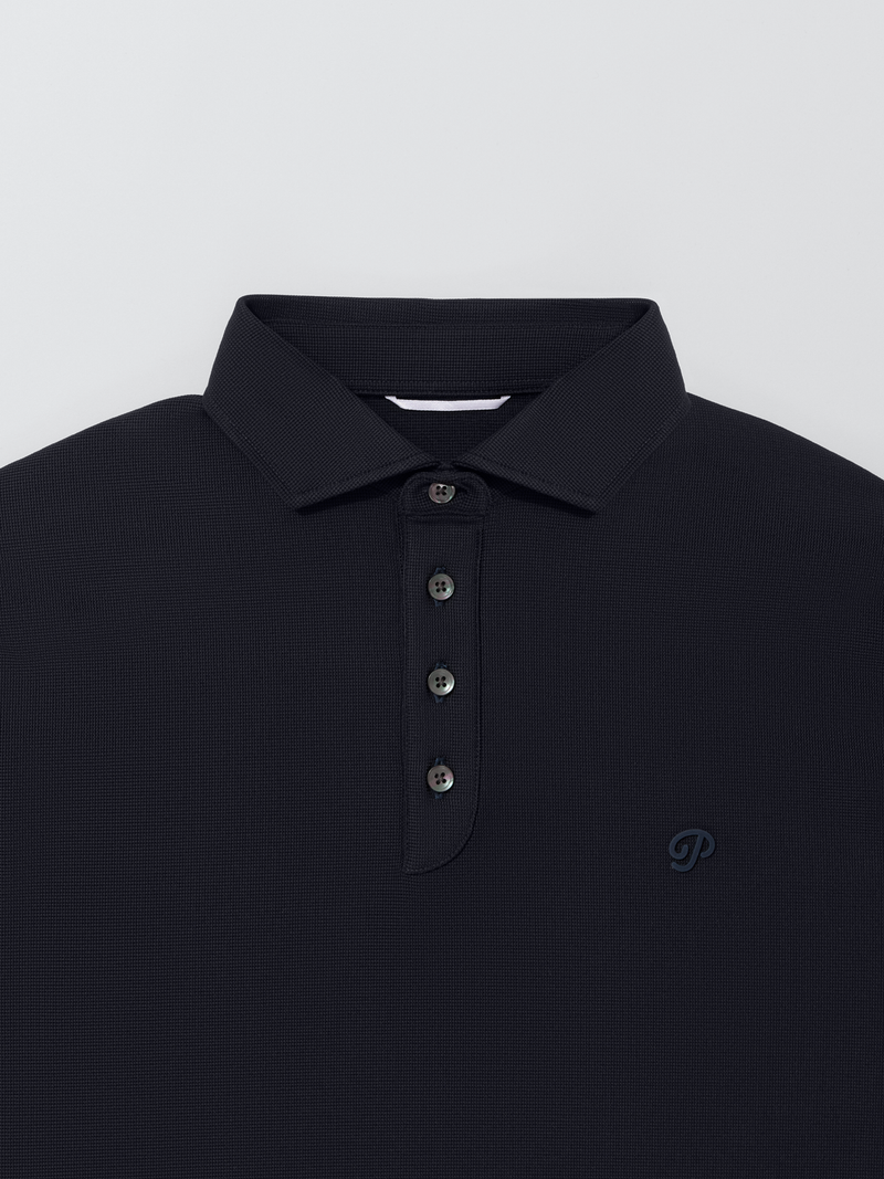 Triborough Waffle Knit Polo (Navy)