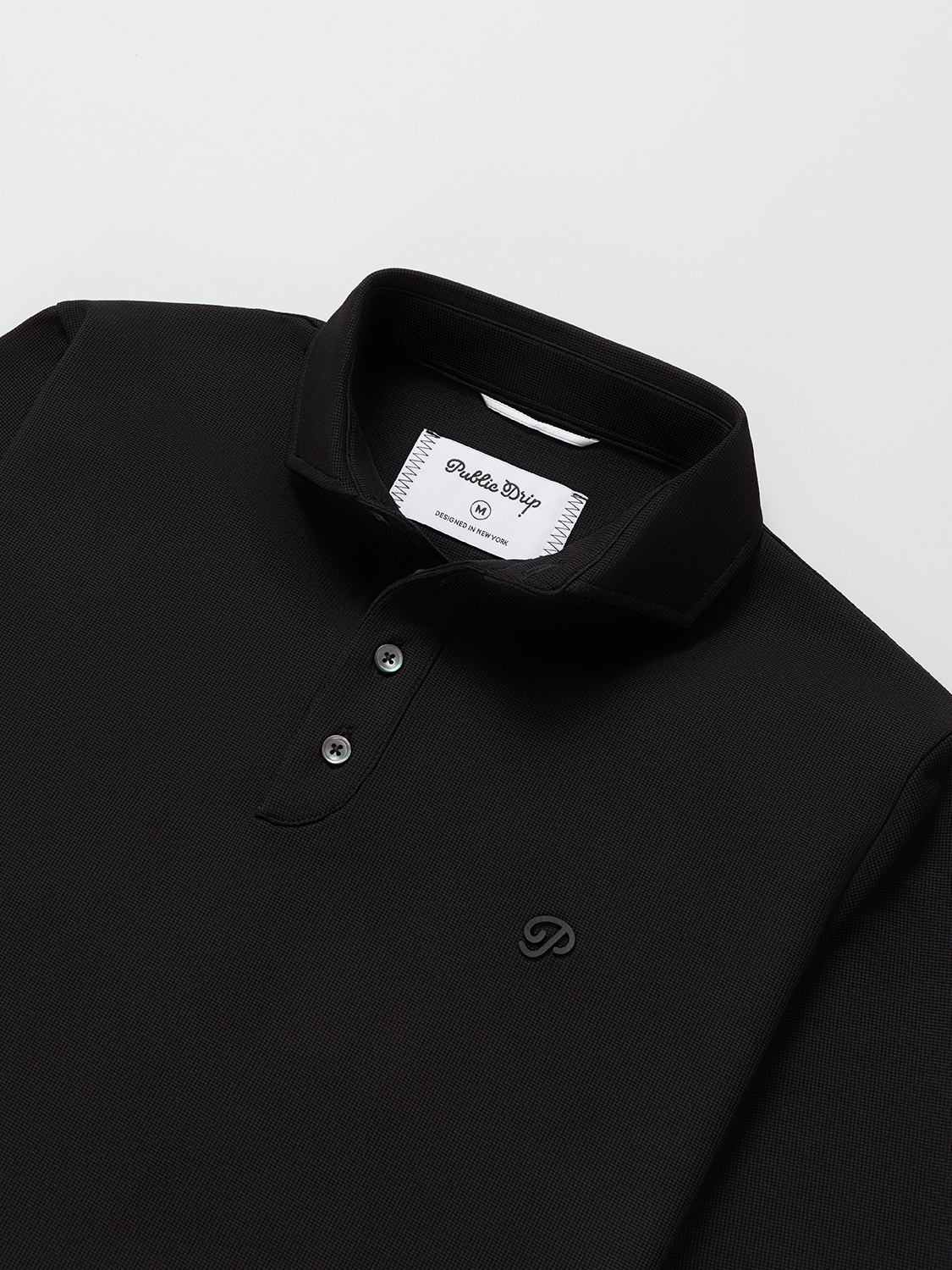 Triborough Waffle Knit Polo (Black)