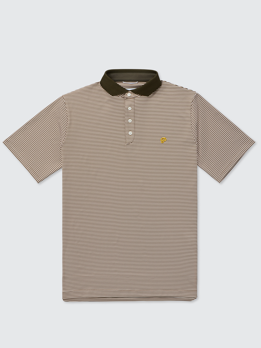 Public Athlete Striped Polo (Olive/Cream)