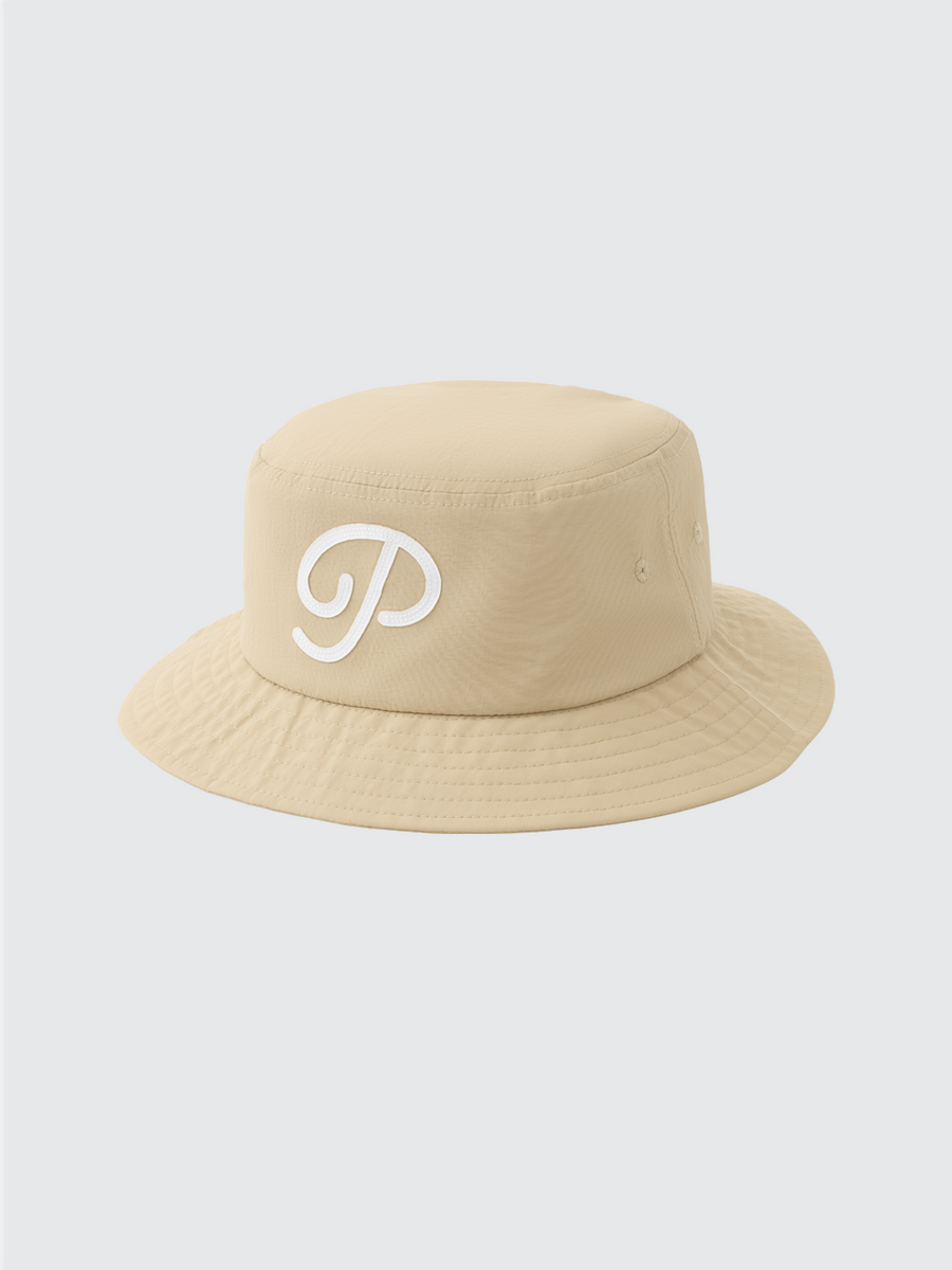 "P" Script Nylon Bucket Hat (Sand)