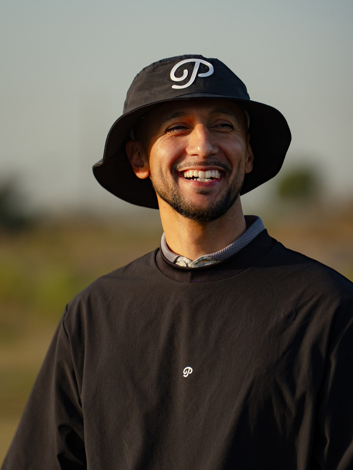 Jesse in the "P" Script Nylon Bucket Hat (Black)